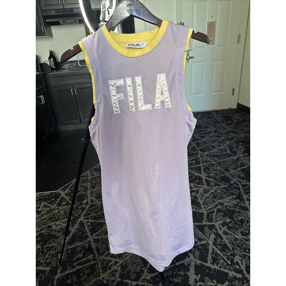 Fila Athletic‎ Dress Sleeveless Sport Jersey Mesh Purple & Yellow Size Small